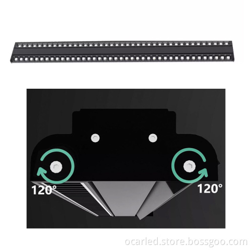 Adjustable Angle Linear LED Lighting - Twin Tubes Supermarket Grille Lamp (3/4/6 Wires)